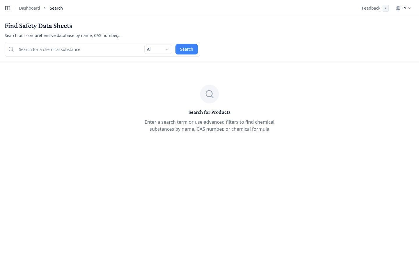 Products database search